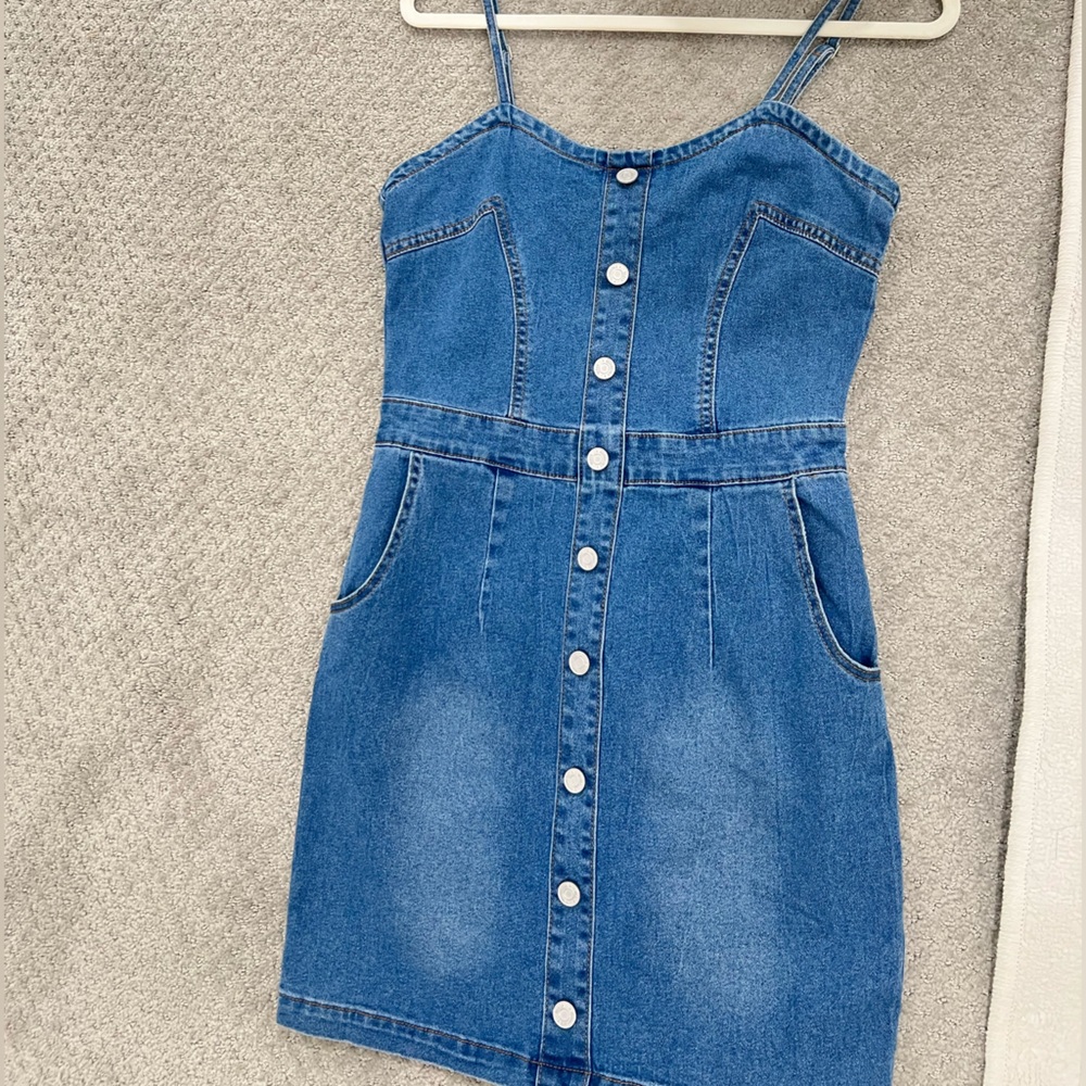 Missguided Tall Denim Strappy Dress